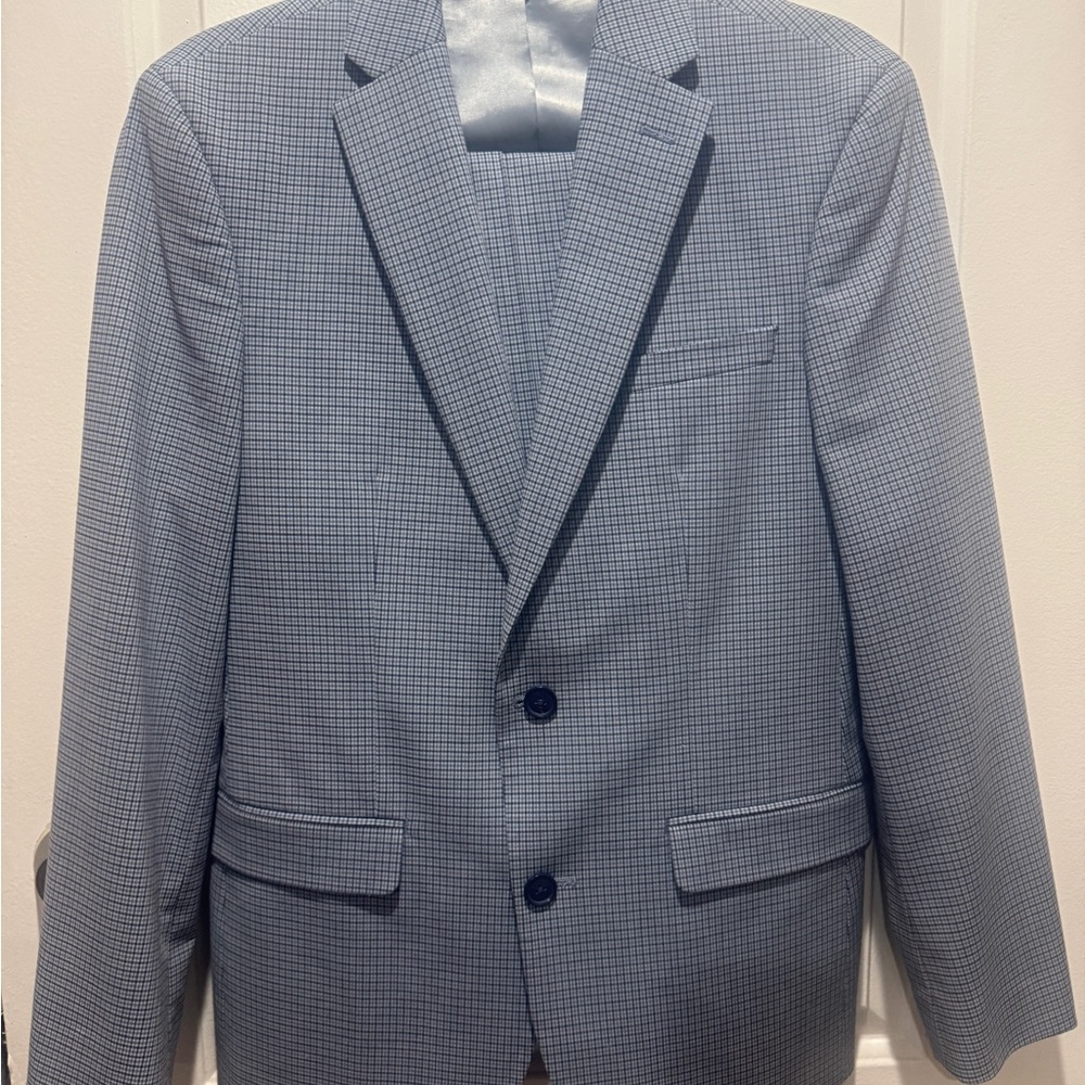 Bar III Navy Checkered Slim Fit Suit 36S